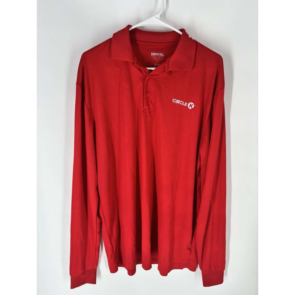 Circle K Mens Polo Shirt Size L Red Long Sleeve Manager Worker Employee Uniform